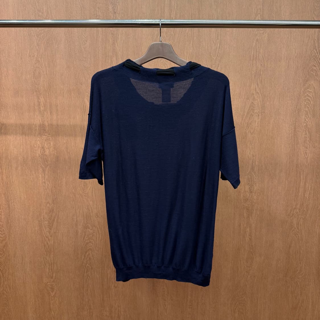 소니아 리키엘 반팔 스트라이프 티셔츠 스팽글 리본 장식 디테일 네이비 상품이미지3