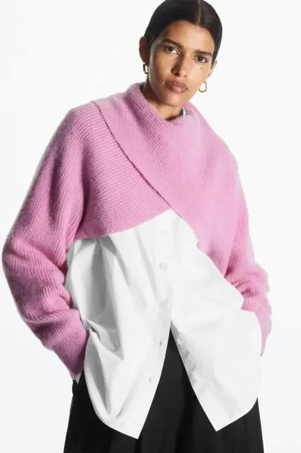 코스 리브드 니트 볼레로 핑크 상품이미지3