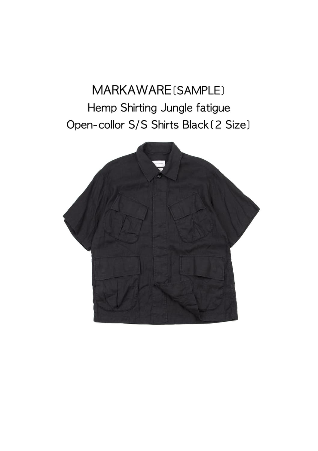 Markaware 햄프 셔팅 정글 퍼티그 오픈칼라 숏슬리브 셔츠 블랙 상품이미지1