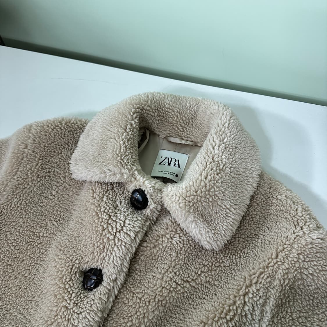 우먼S-M 자라 우먼 라이트베이지 콩단추 카라넥 플리스자켓 상품이미지2