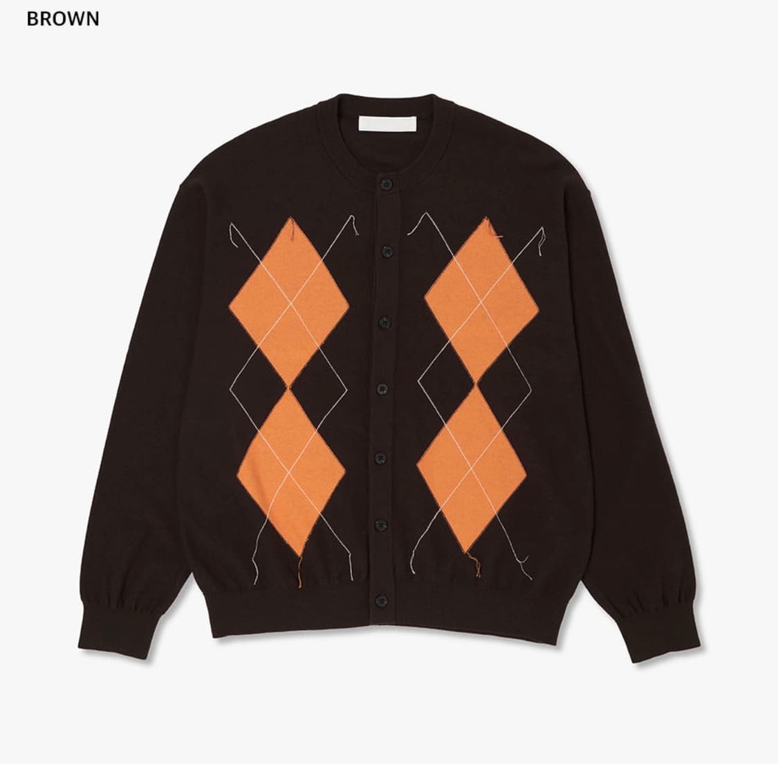 플랙 아가일 스티치 니트 가디건 브라운 S 상품이미지1