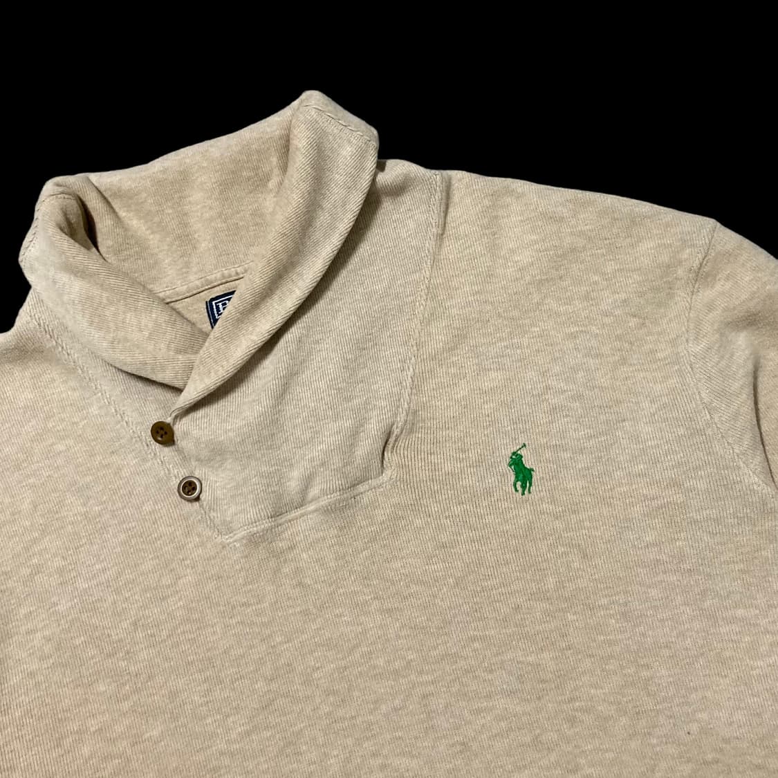 폴로랄프로렌 빈티지 숄카라 오트밀 코튼 니트 상품이미지2