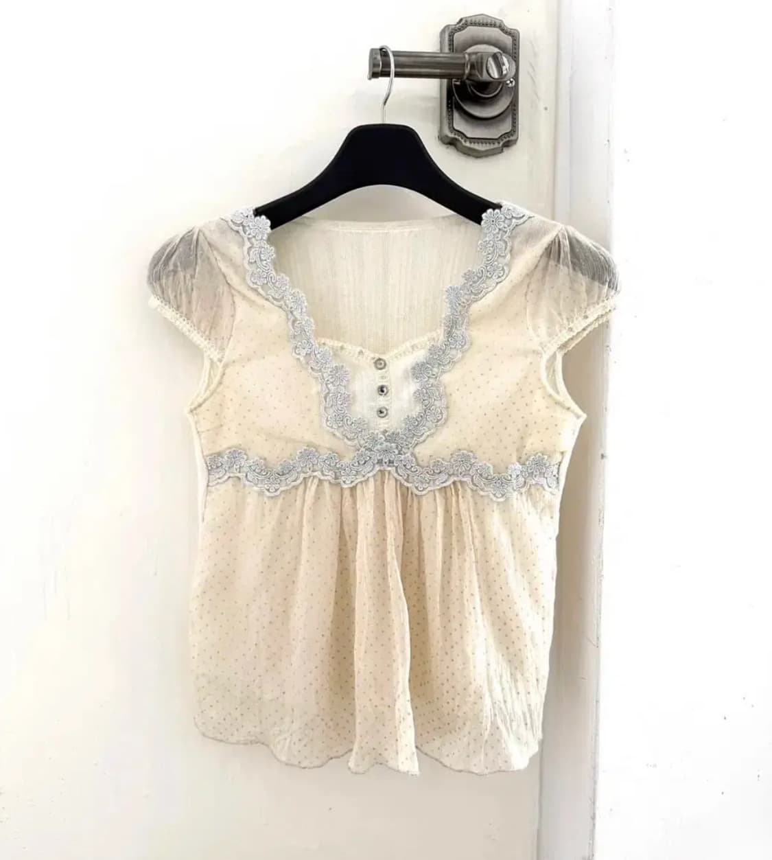 빈티지 밈 mim 반팔 레이어드 레이스 블라우스 페어리 갸루 상품이미지5