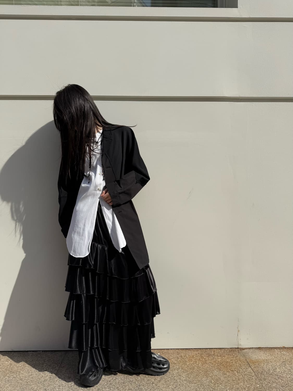 새틴 프릴 롱 스커트 상품이미지8