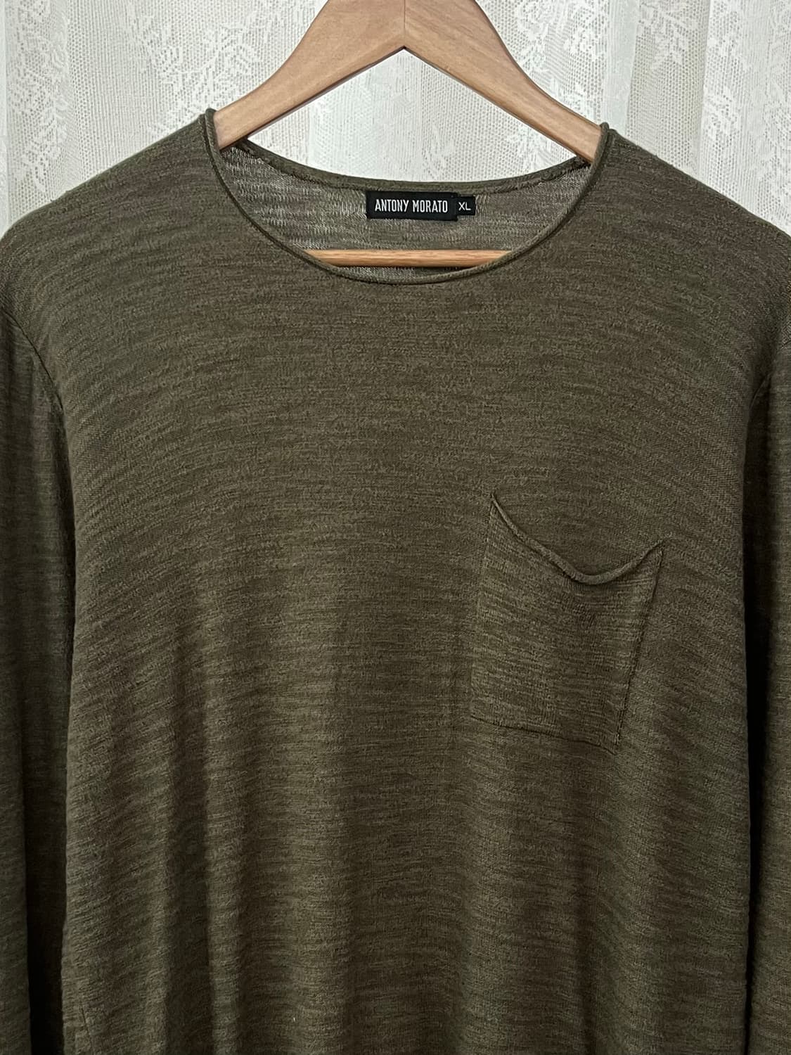 XL) 안토니모라토 코튼 비스코스 니트 카키 상품이미지3