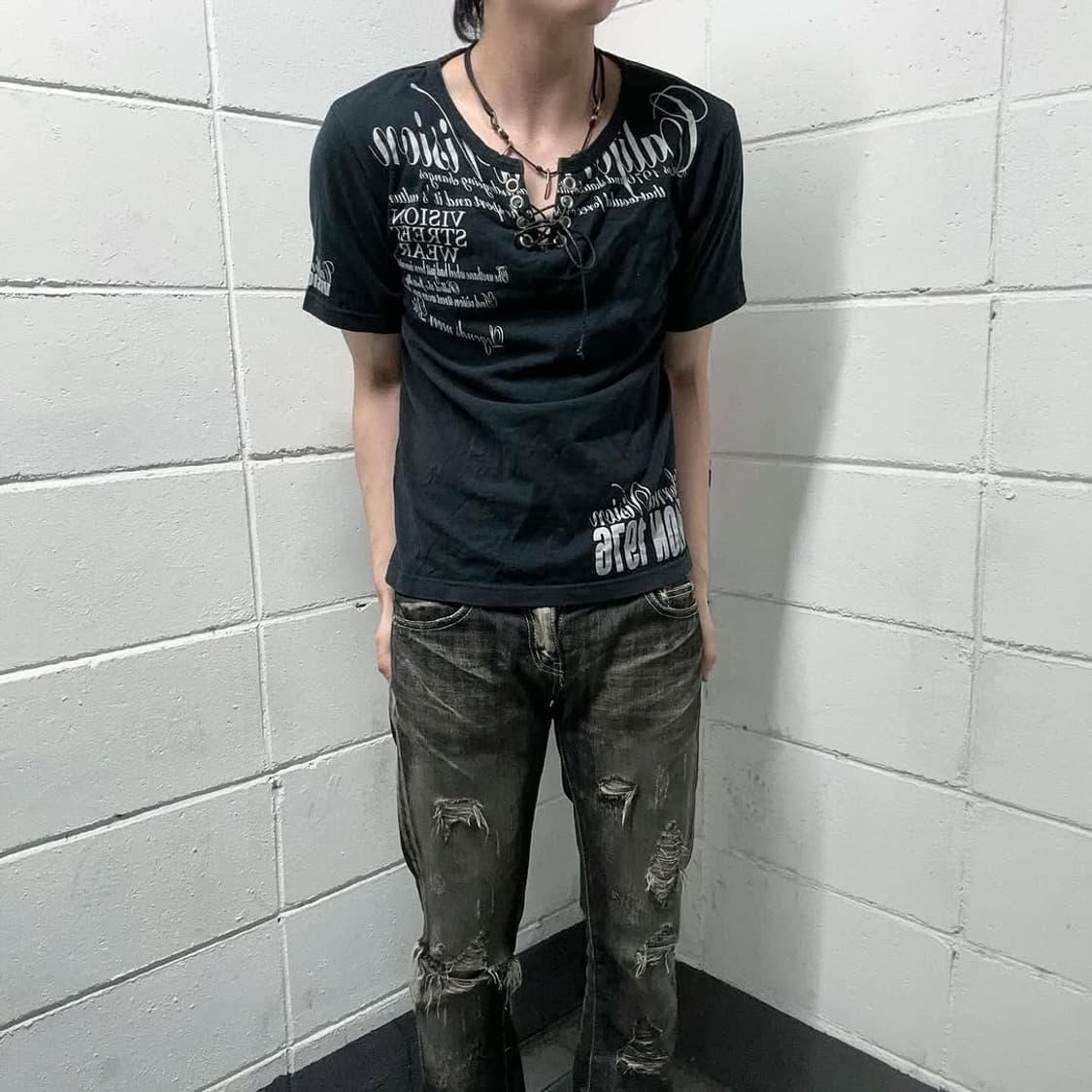 Punk lettering lace short 상품이미지2