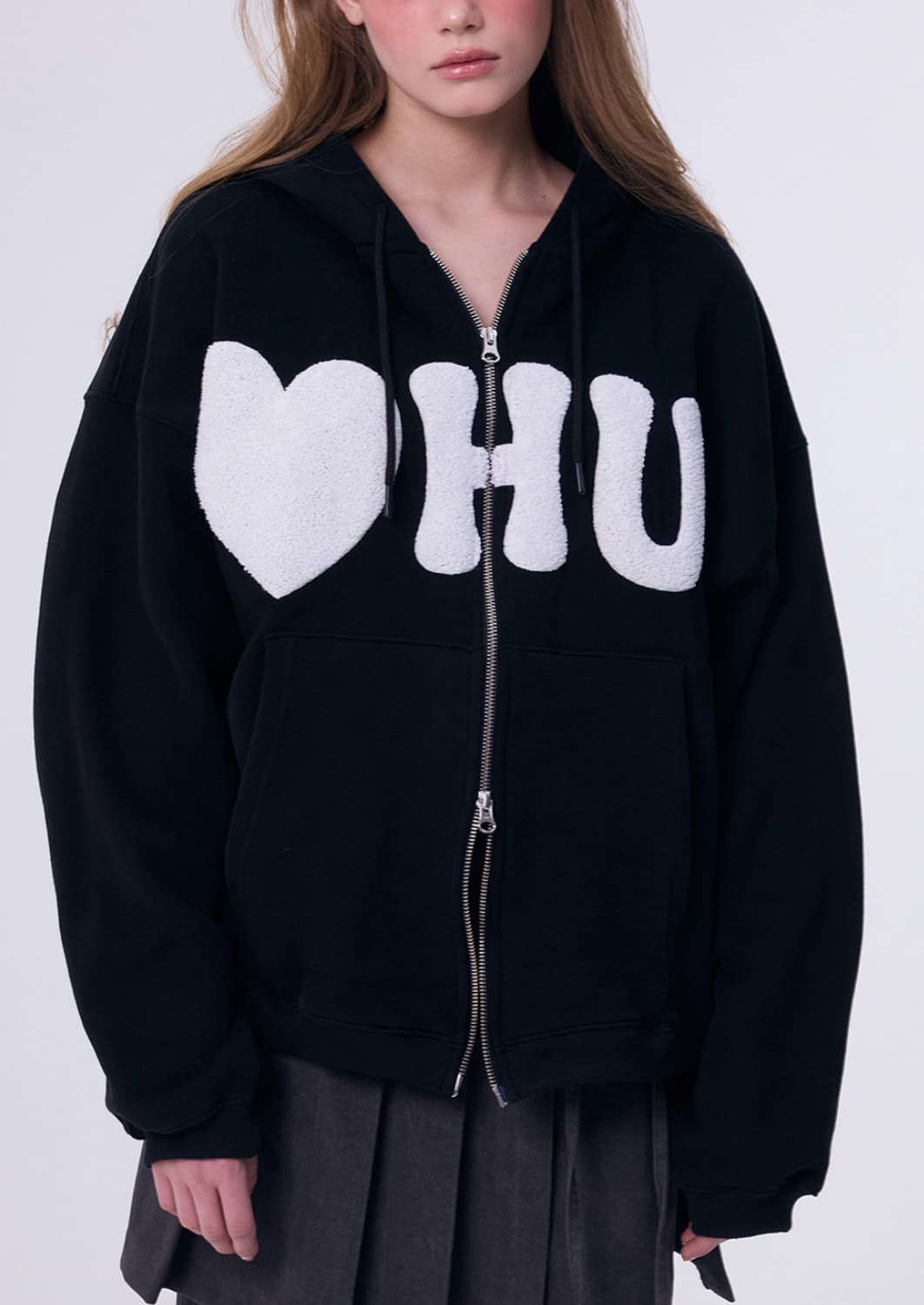 더오유 후드집업 블랙앤화이트 (택포) 상품이미지1