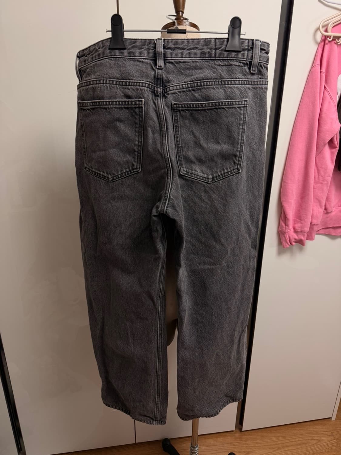 77사이즈) 마시모두띠 미드웨이스트 와이드 레그 데님 팬츠 흑청워싱팬츠 상품이미지8