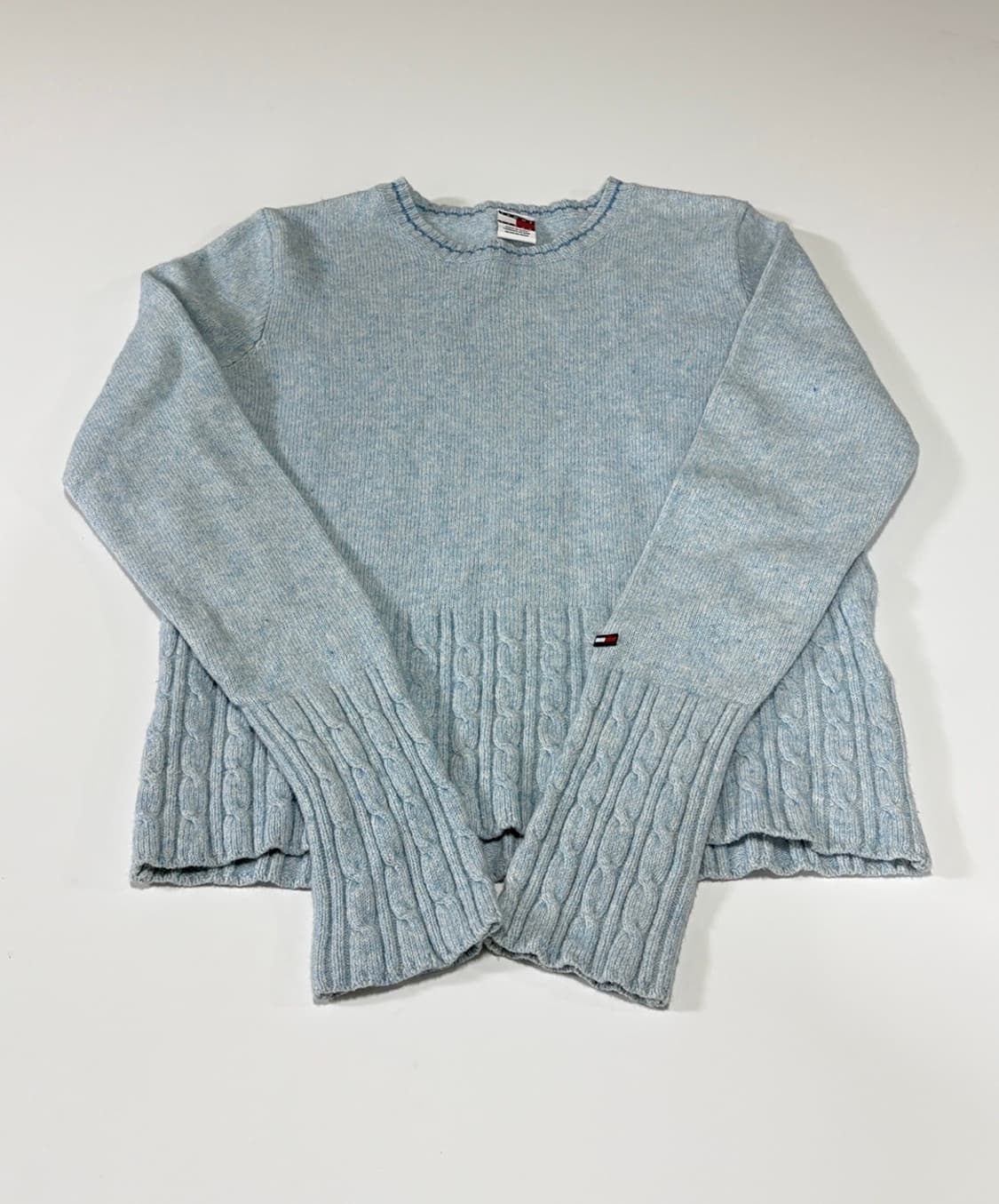 빈티지 타미 진스(Tommy Jeans) 하늘색 케이블 니트 상품이미지1