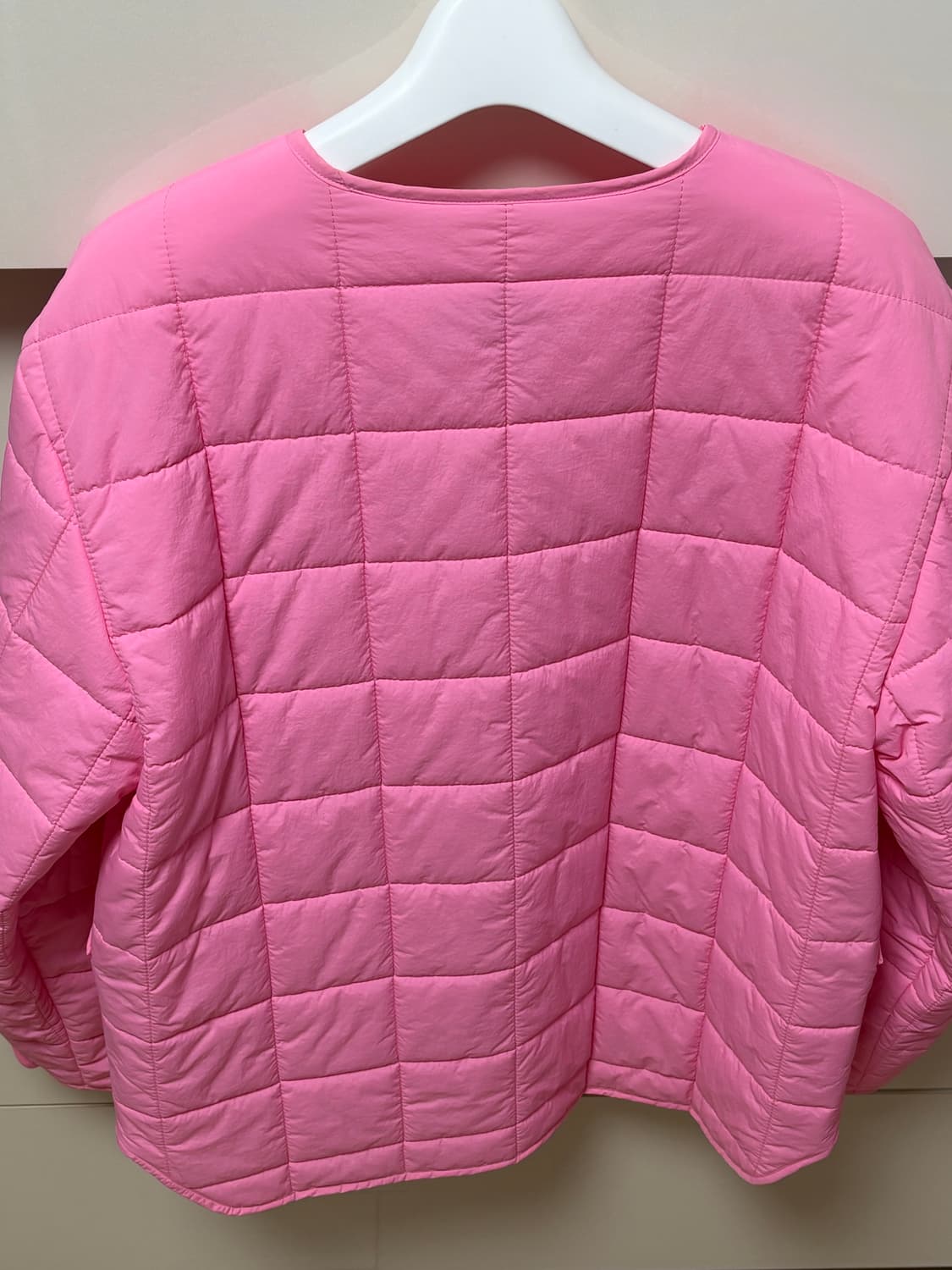 [비뮤즈맨션] Square quilted jumper - pink 상품이미지4
