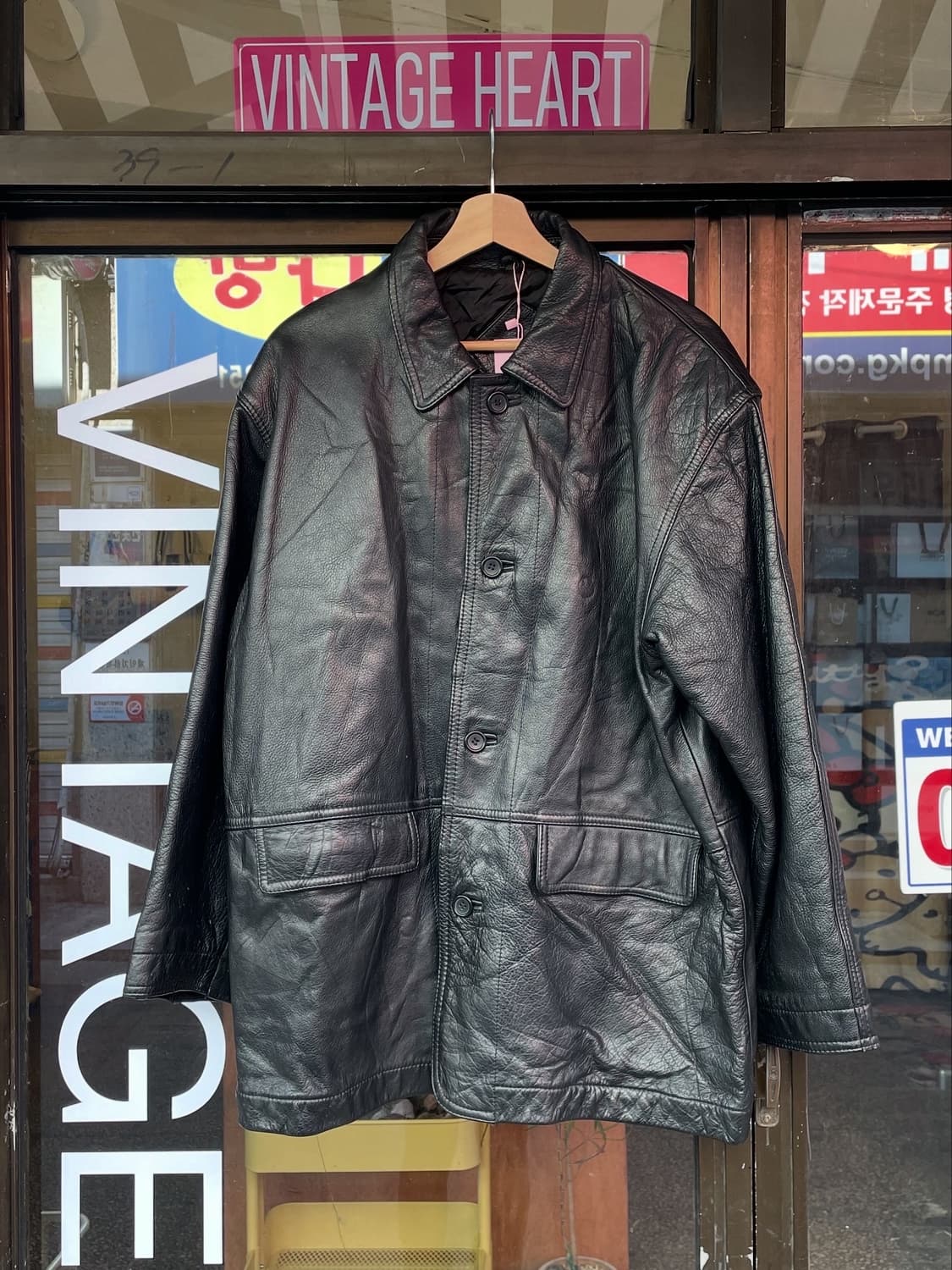 블랙 롱 가죽자켓 (소가죽) [무배] 상품이미지4