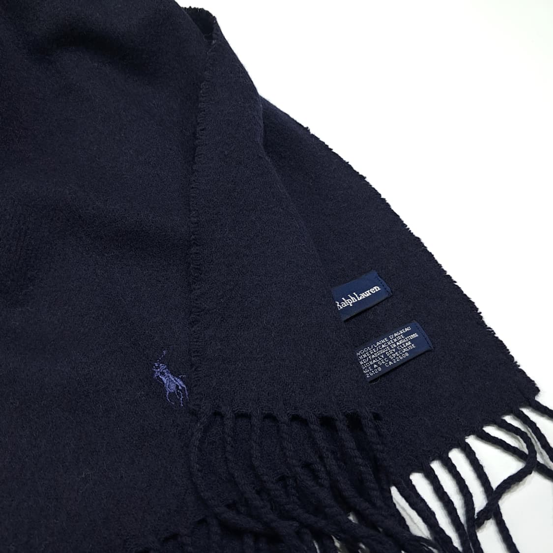MX621 폴로 90s 영국판 램스울캐시미어 네이비 머플러 목도리 상품이미지4