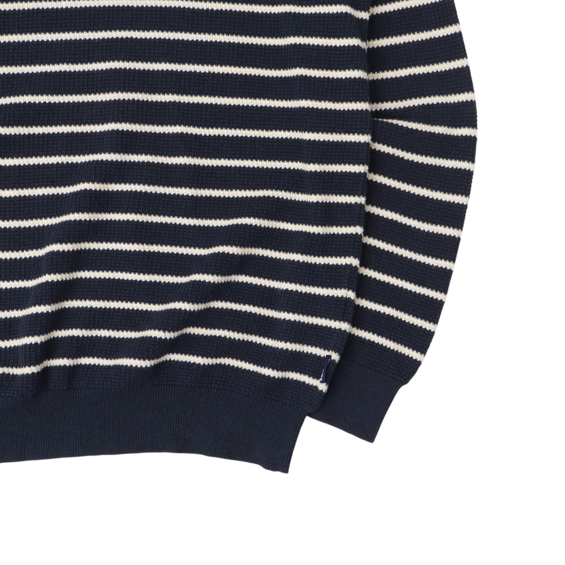 바버 네이비 코튼 린넨 스트라이프 와플 니트 상품이미지4