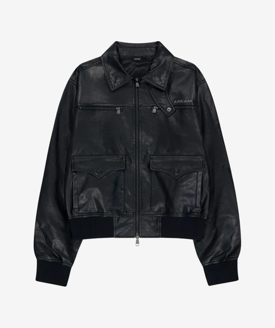 Western Collar Leather Jacket (Black) 2 상품이미지1