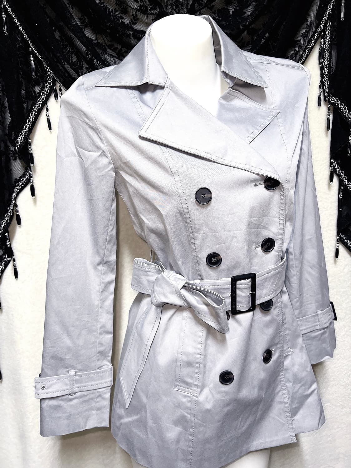로맨틱갸루 로걀 오네 세실맥비깔 실버그레이 트렌치코트 자켓 펑크 데일리 상품이미지4