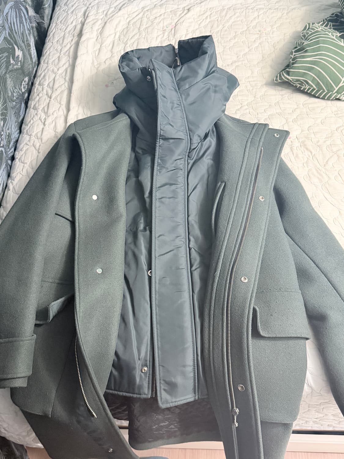 지오송지오 그린 레이어드형 방모 점퍼 100 상품이미지2