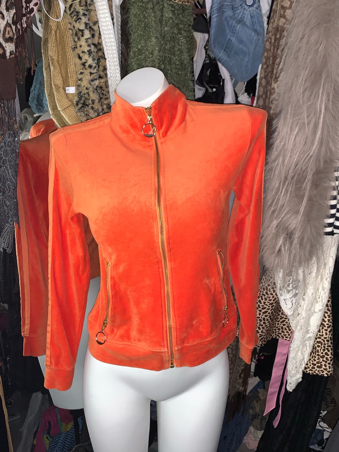 y2k 타미걸 벨벳 오렌지 집업 져지 상품이미지2