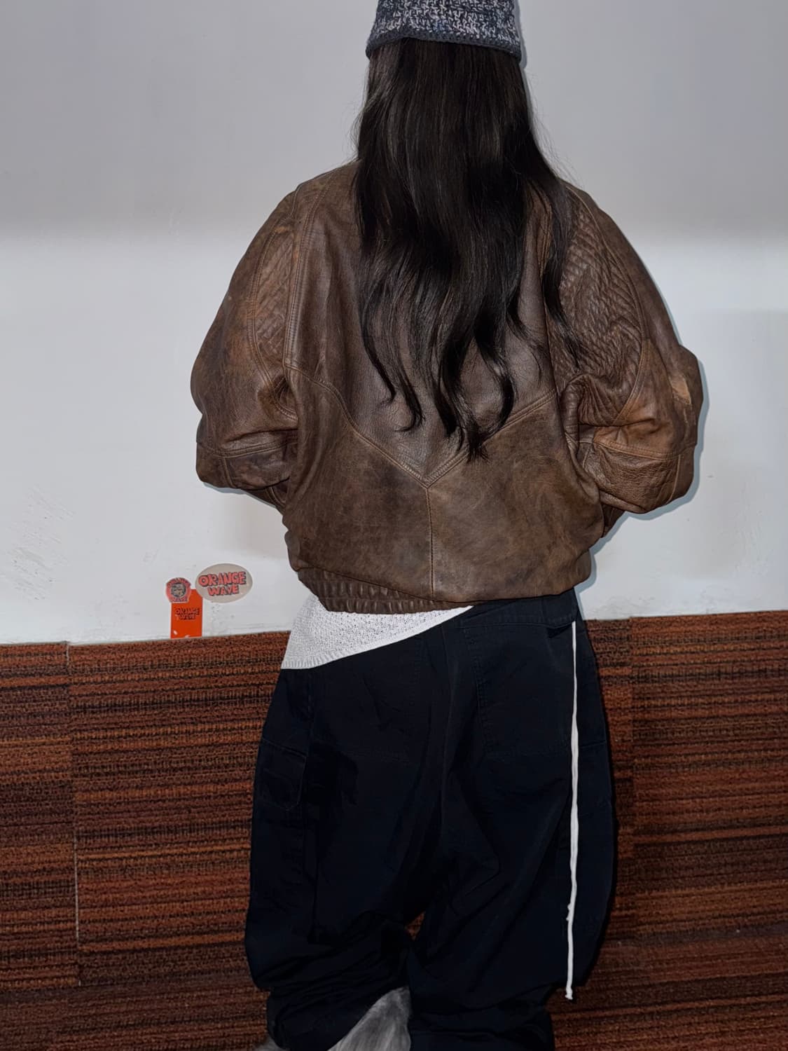 빈티지 스냅버튼 레더 봄버자켓 상품이미지9