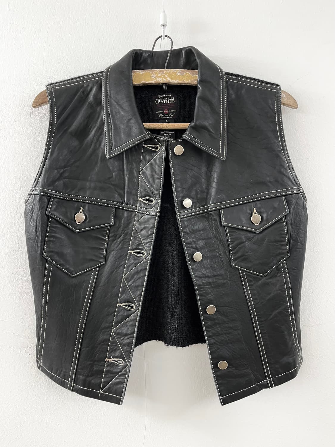 90s Gap 빈티지 올드 갭 트러커 레더 베스트 가죽 상품이미지3