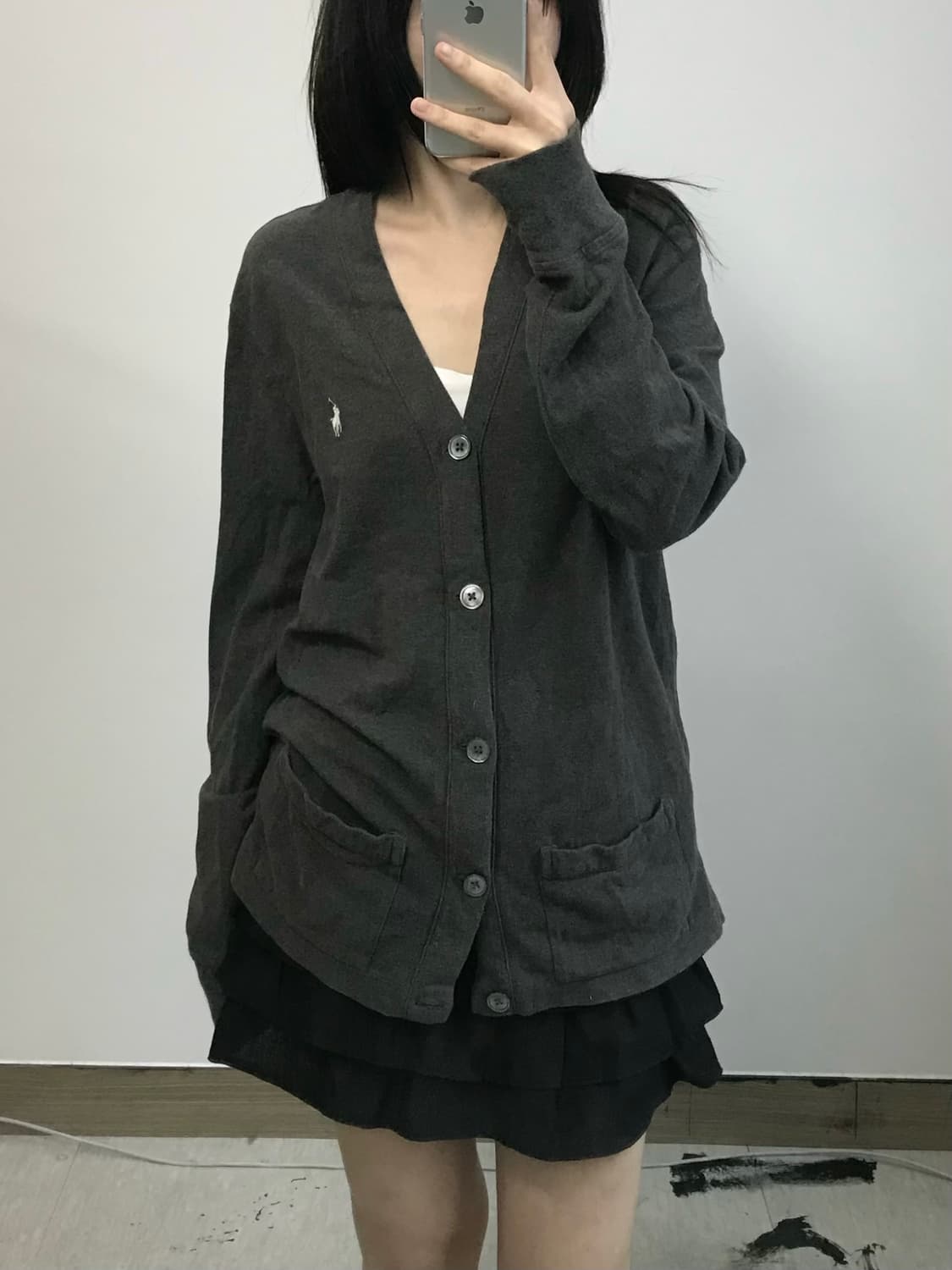 폴로 랄프로렌 차콜 브이넥 포켓 가디건 상품이미지1