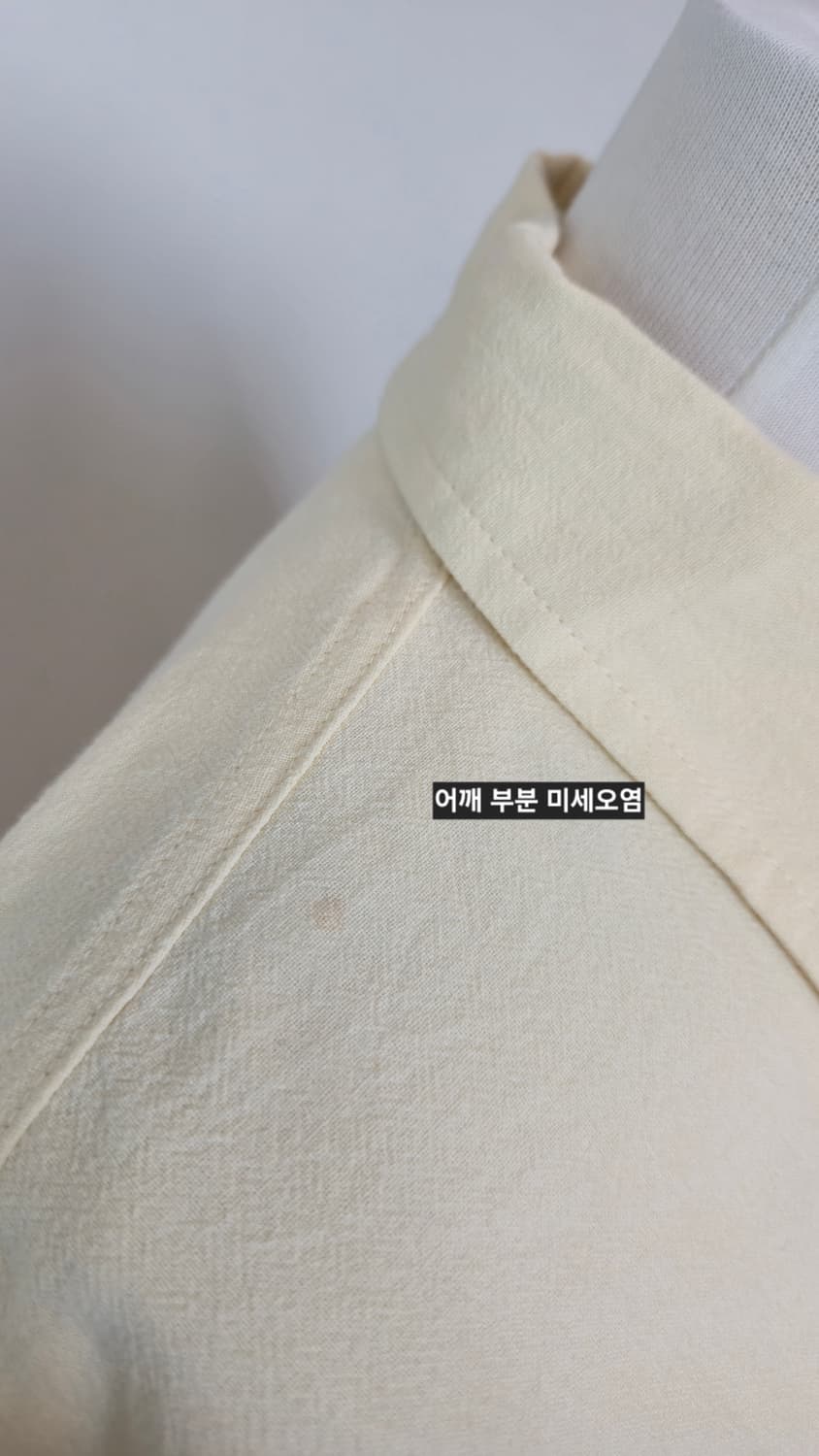 면 셔츠 롱 원피스 크림 반팔 투포켓 옆트임 상품이미지8