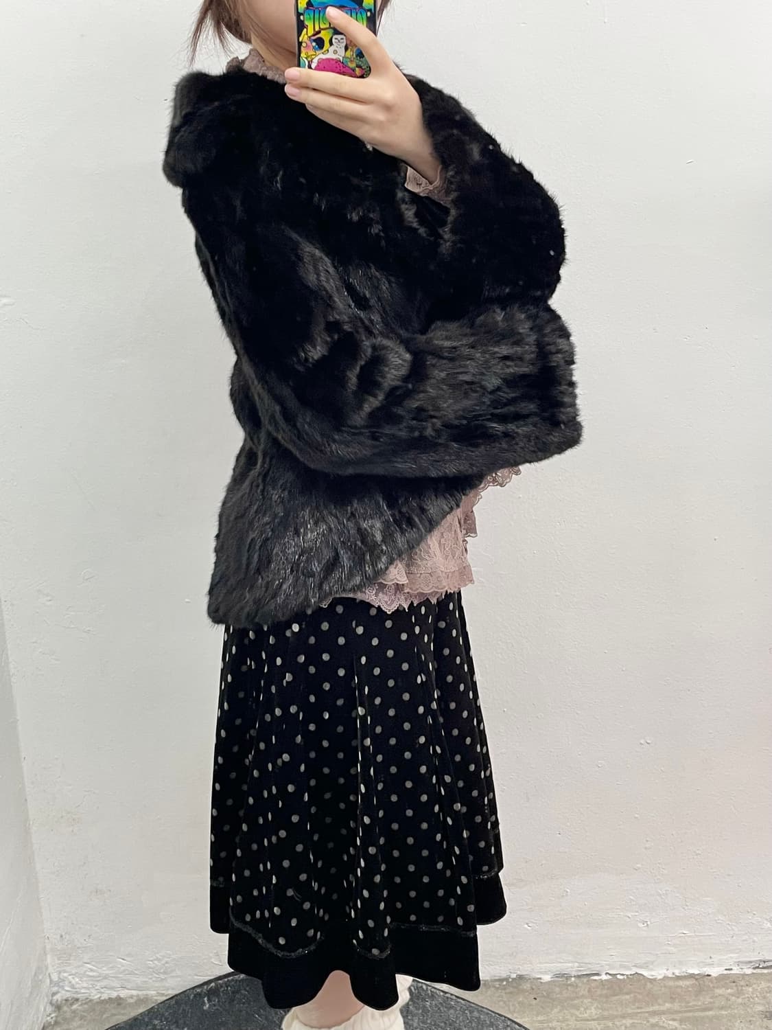 밍크 카라 프릴 퍼자켓 상품이미지5