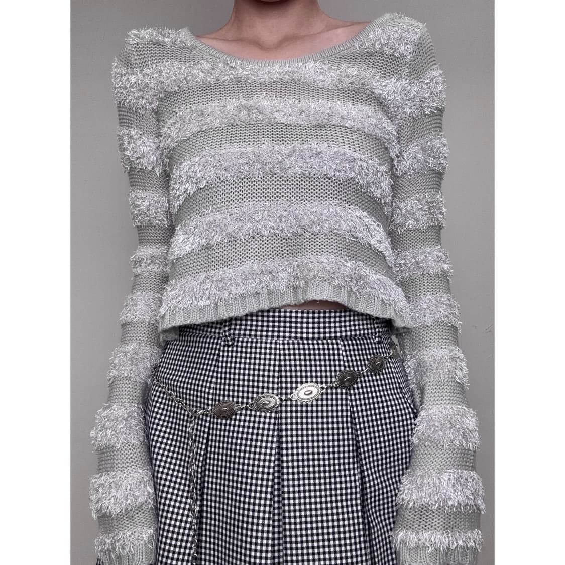 빈티지 그레이 크롭 니트 상품이미지1