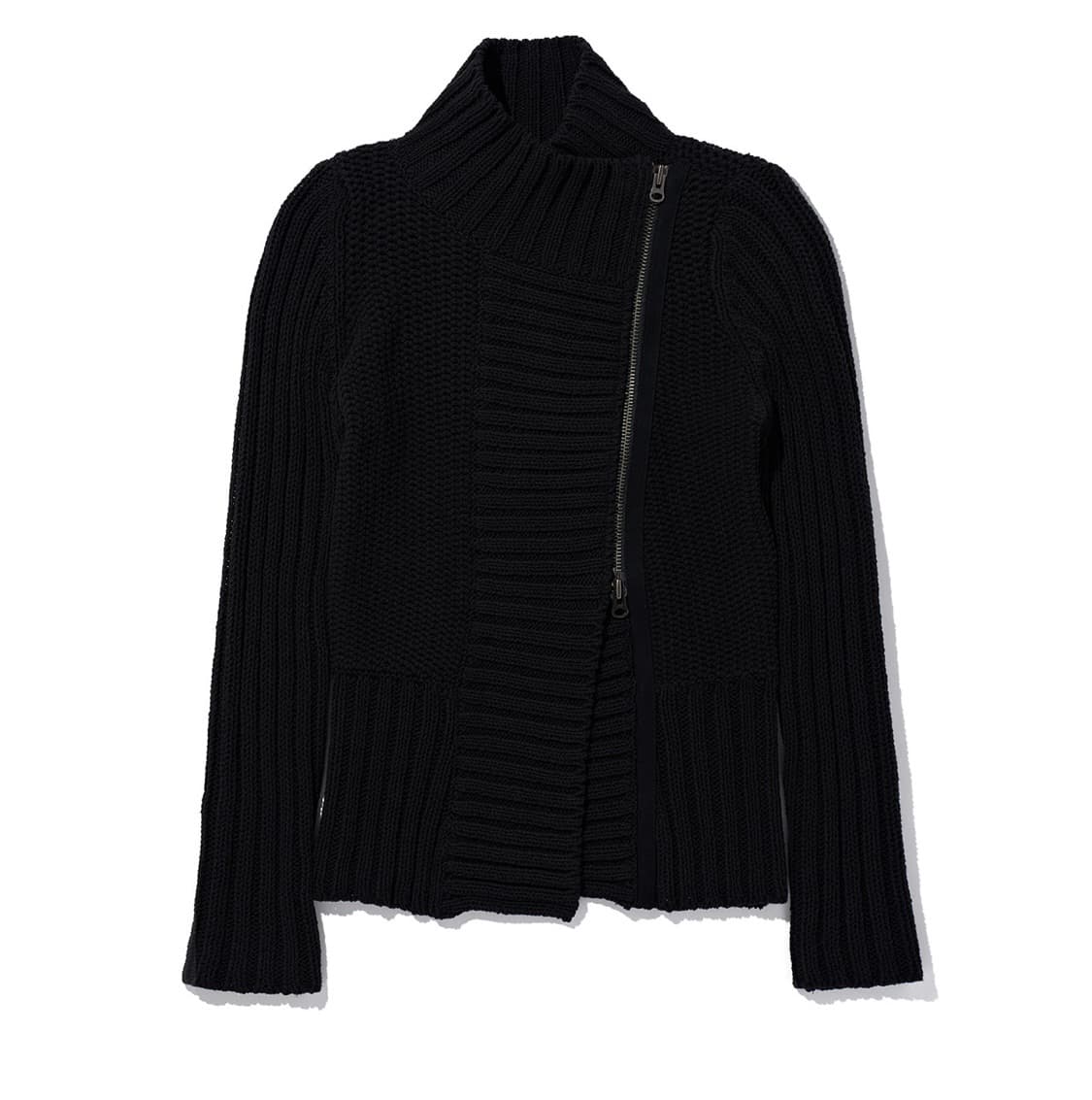 미스치프 RIBBED COLLAR ZIP SWEATER_BLACK 상품이미지1
