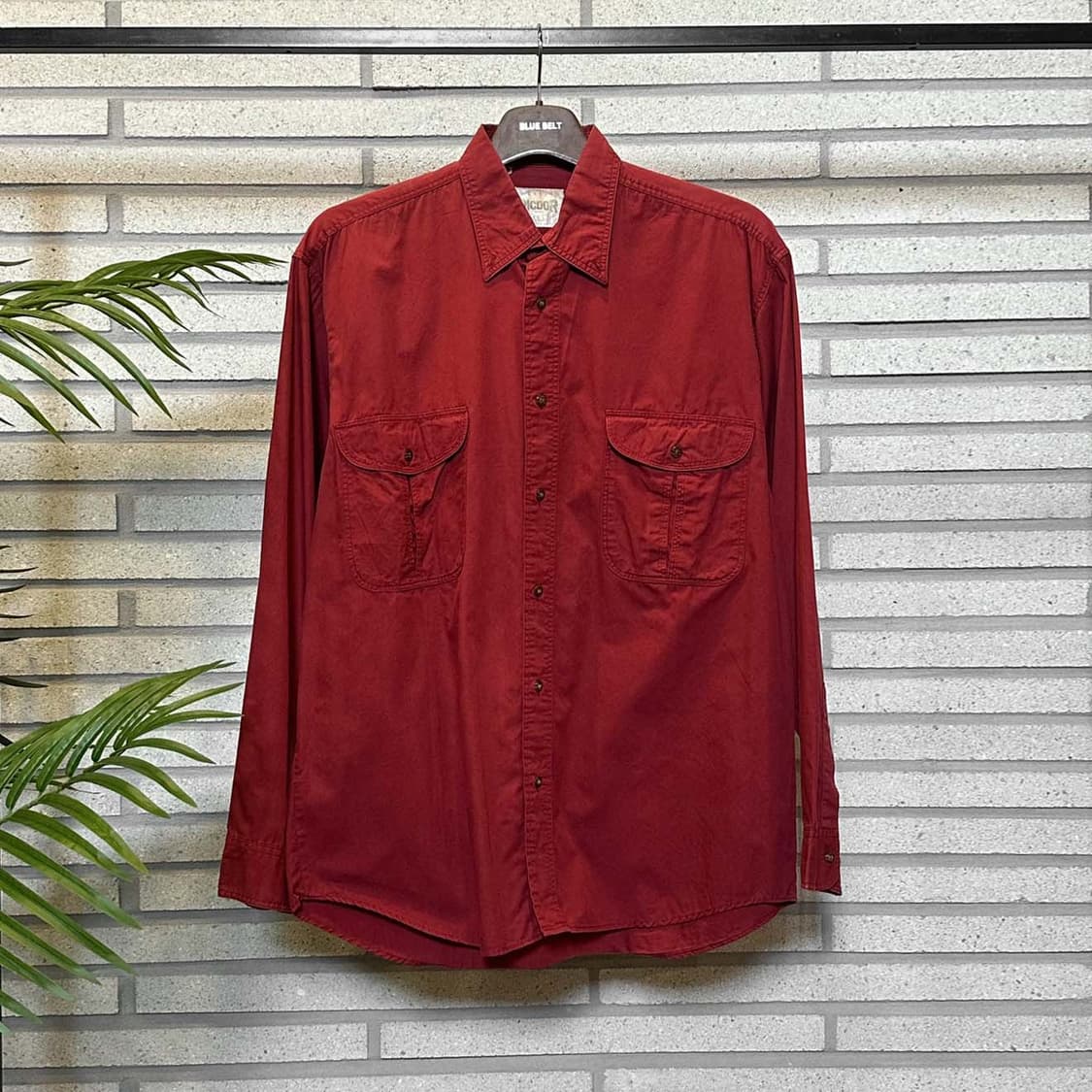 USA VINTAGE 긴팔 워크 셔츠 투포켓 디테일 버건디 레드 상품이미지2