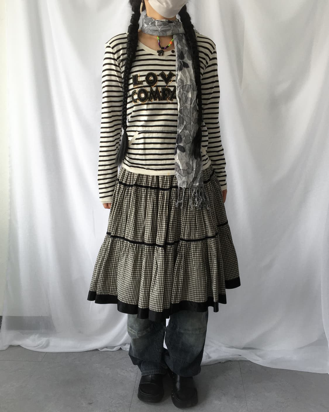 Lettering patch point stripe pattern hoo 상품이미지1