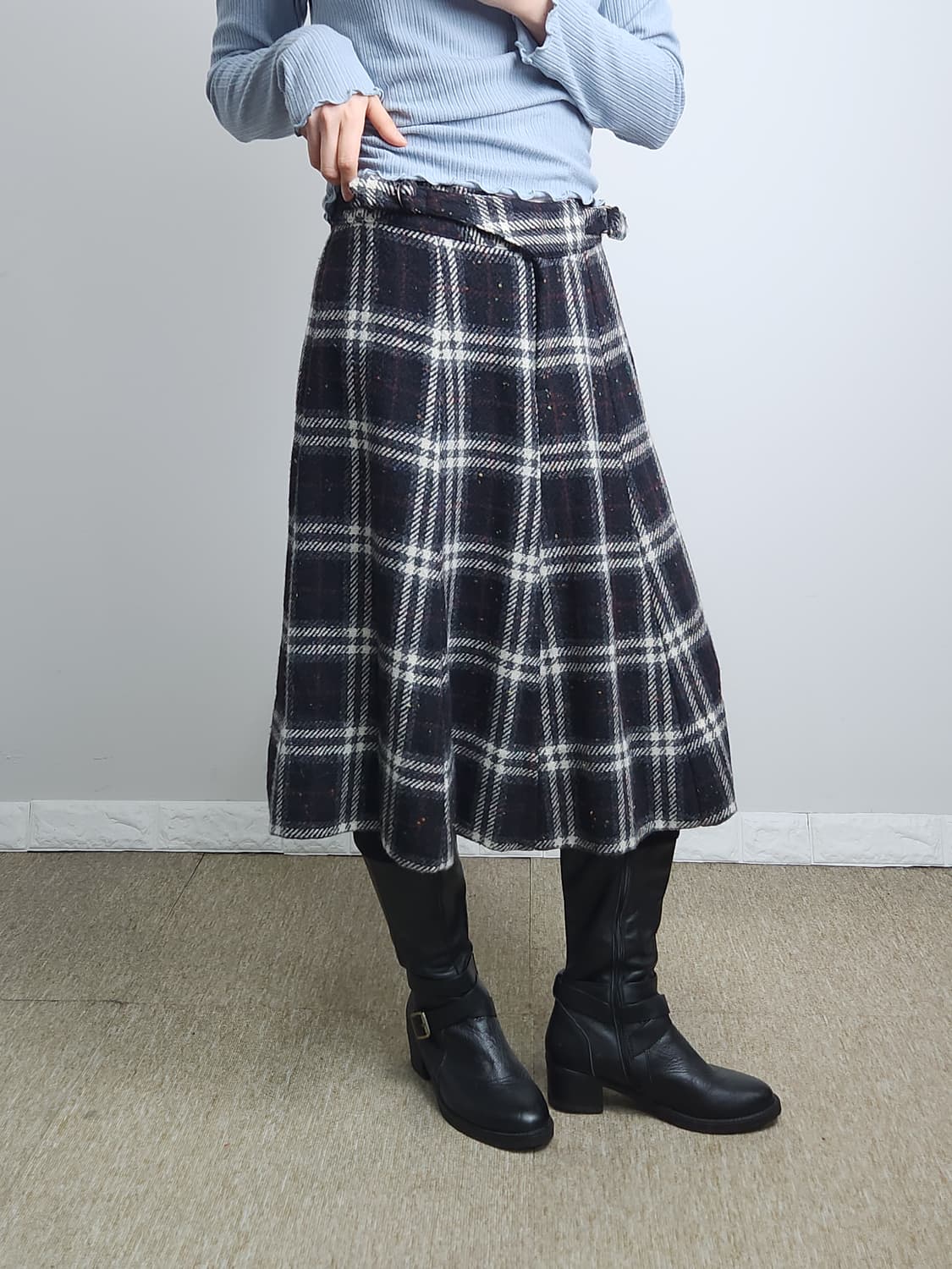 체크 버클 스커트 상품이미지4