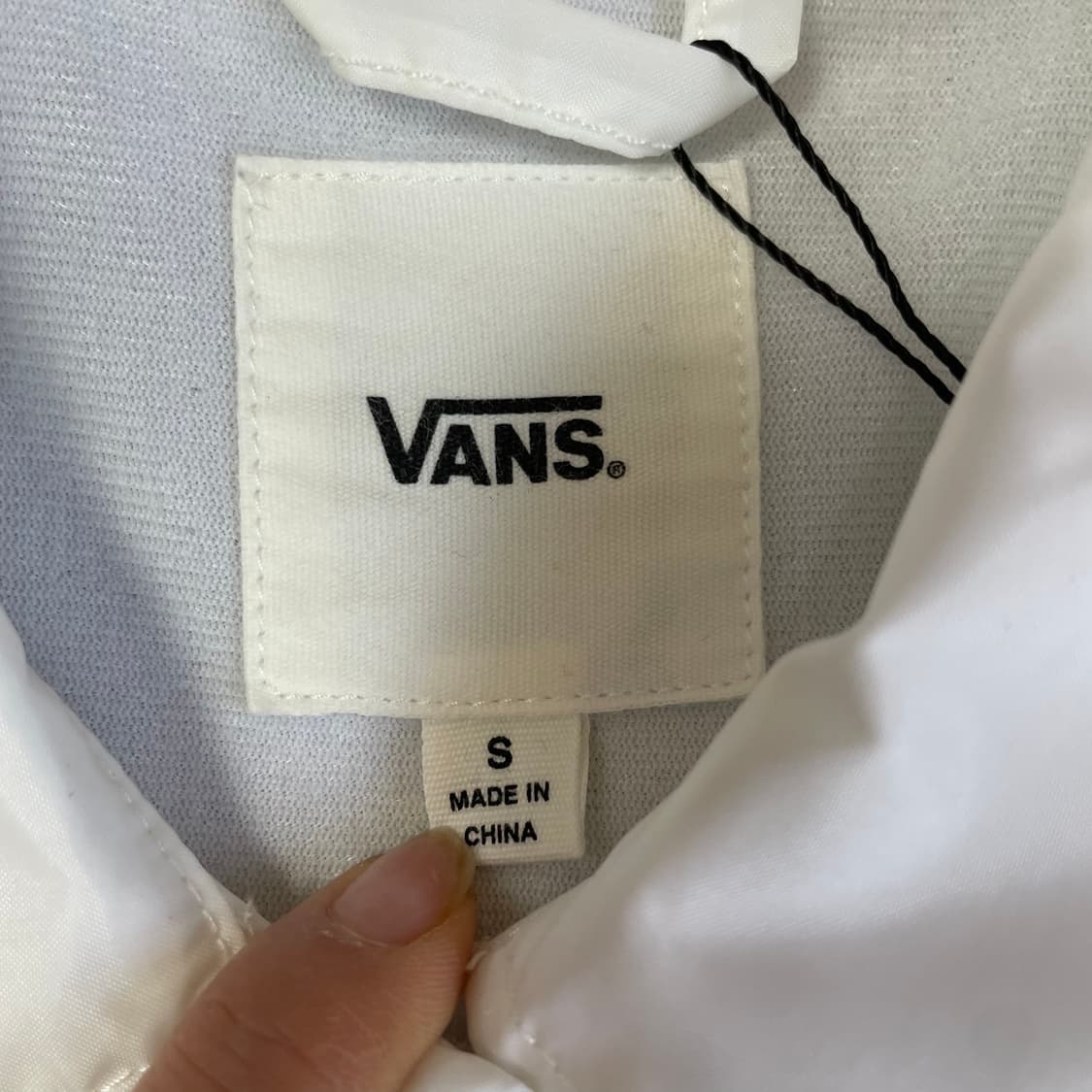VANS 반스 화이트 안감약기모 나일론 폴리 코치 바람막이 자켓 S 상품이미지6