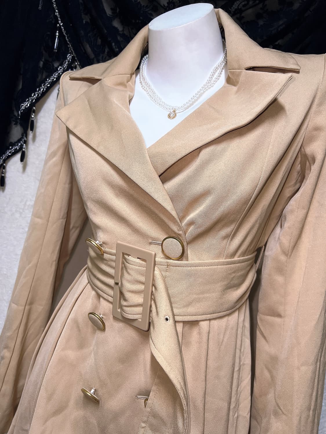 립서비스 로맨틱갸루 로걀 라떼 오네 모카베이지 벨트 트렌치코트 원피스 상품이미지7