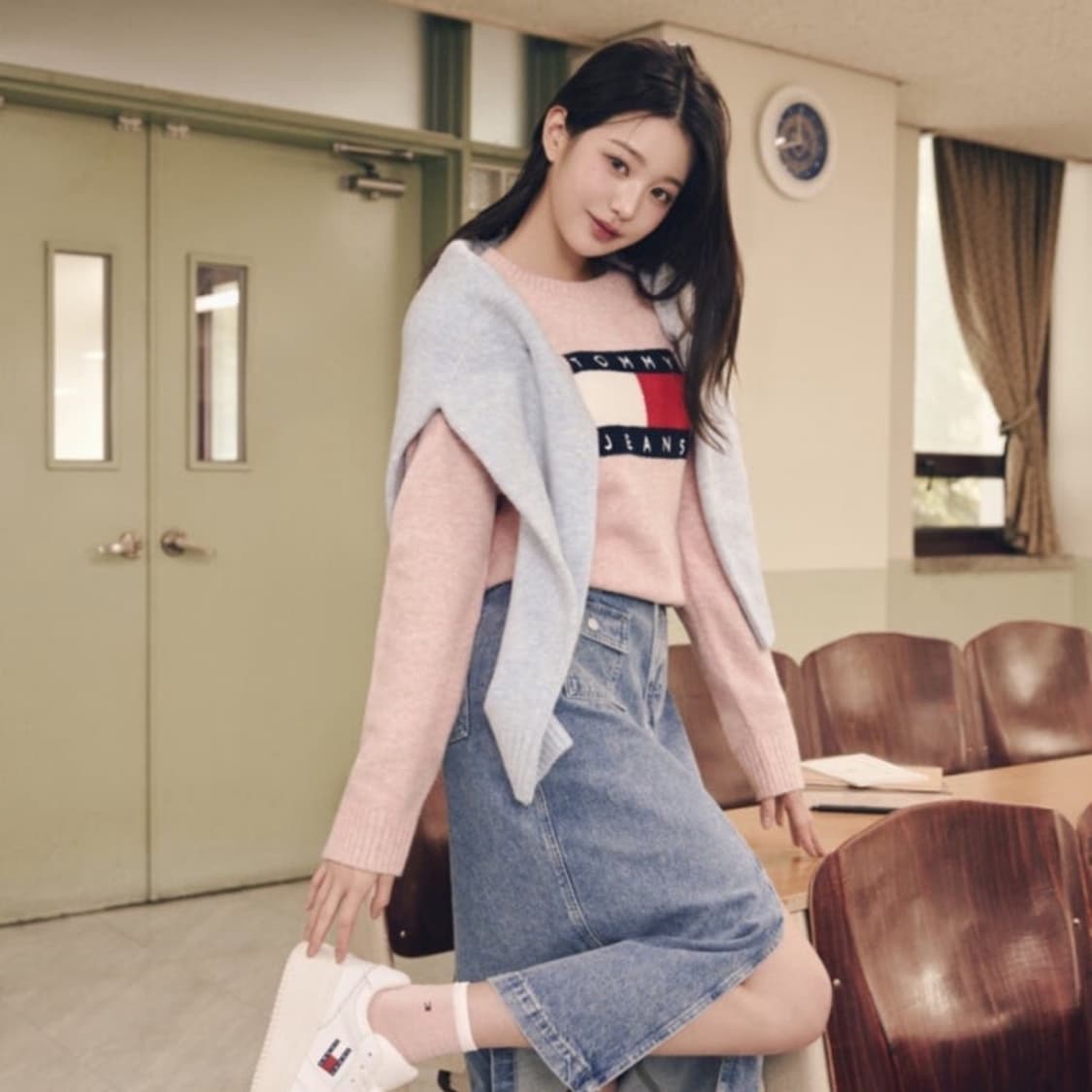 타미진스 플래그 크루넥 스웨터 핑크 XS 상품이미지2