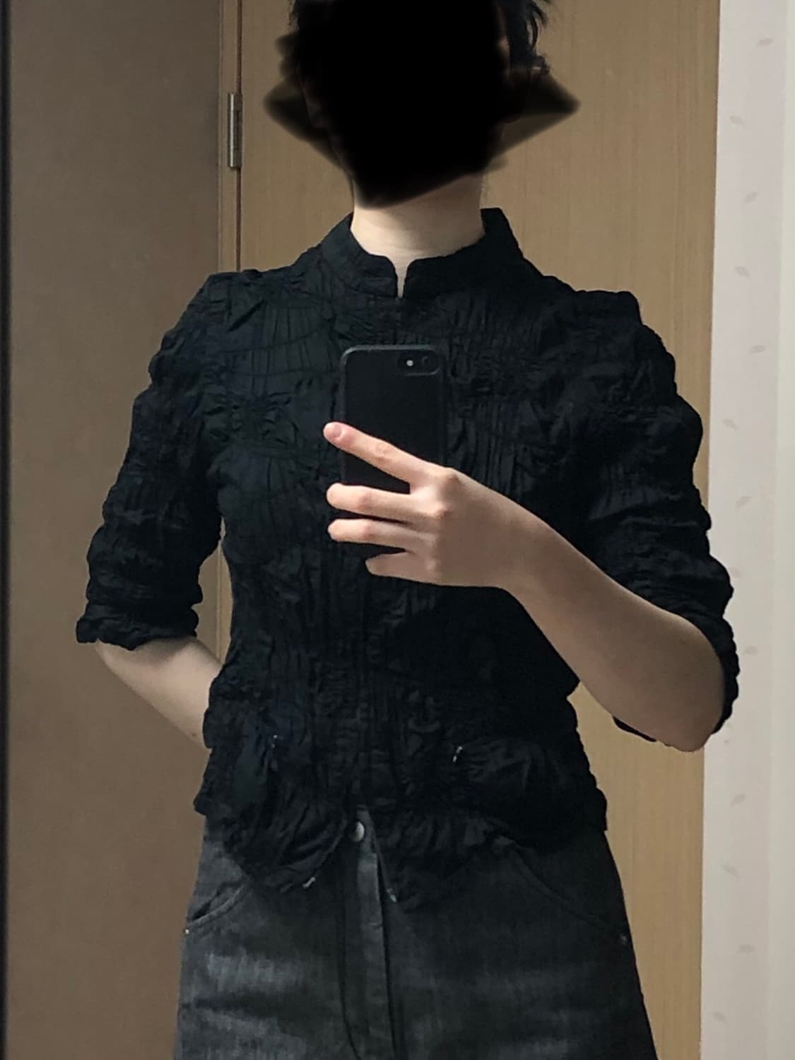 센소유니코 t.b 투웨이 링클 셔링 스탠드카라 5부 집업 셔츠 블라우스 상품이미지9