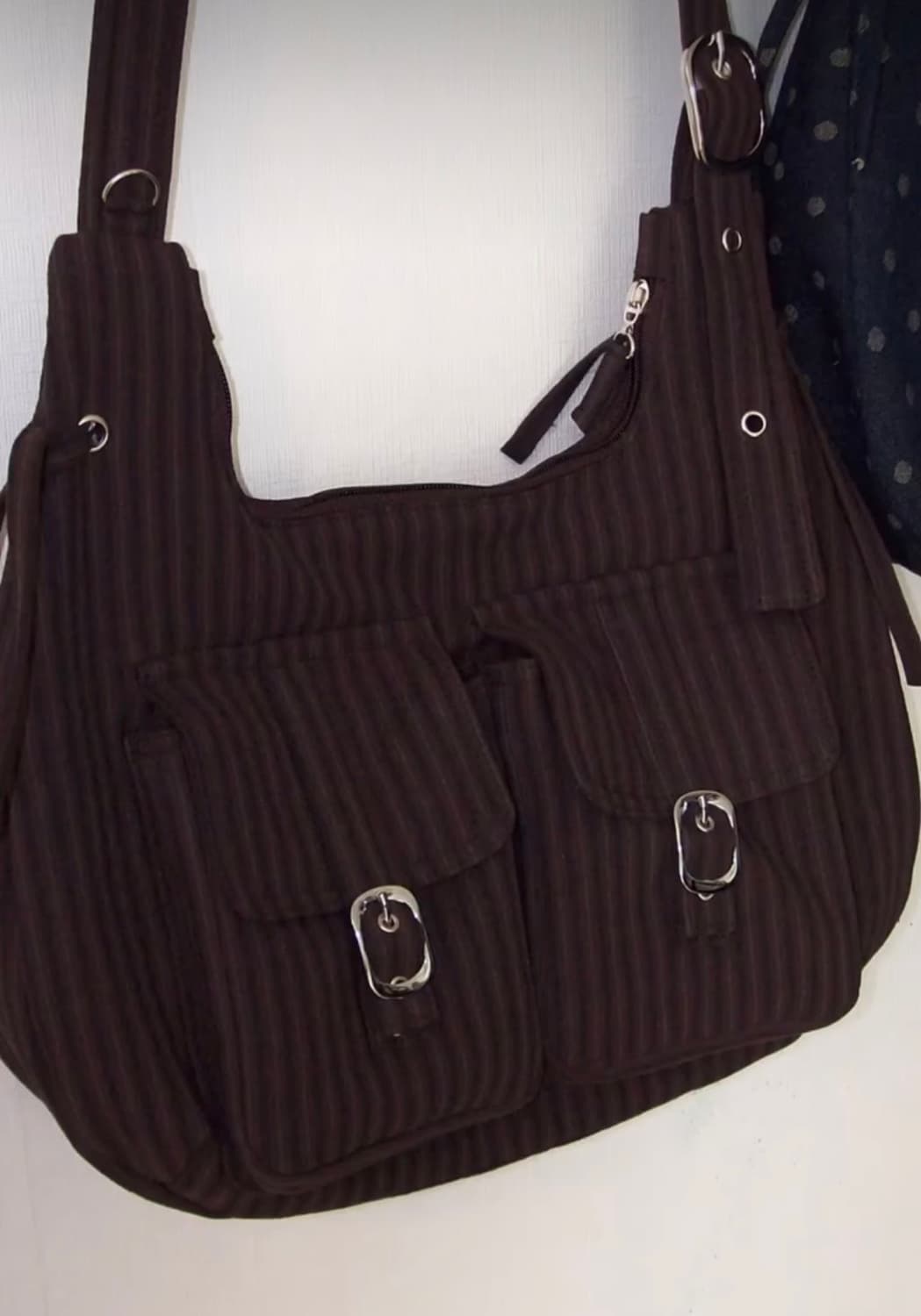 빈티지 브라운 스트라이프 토트백 상품이미지2