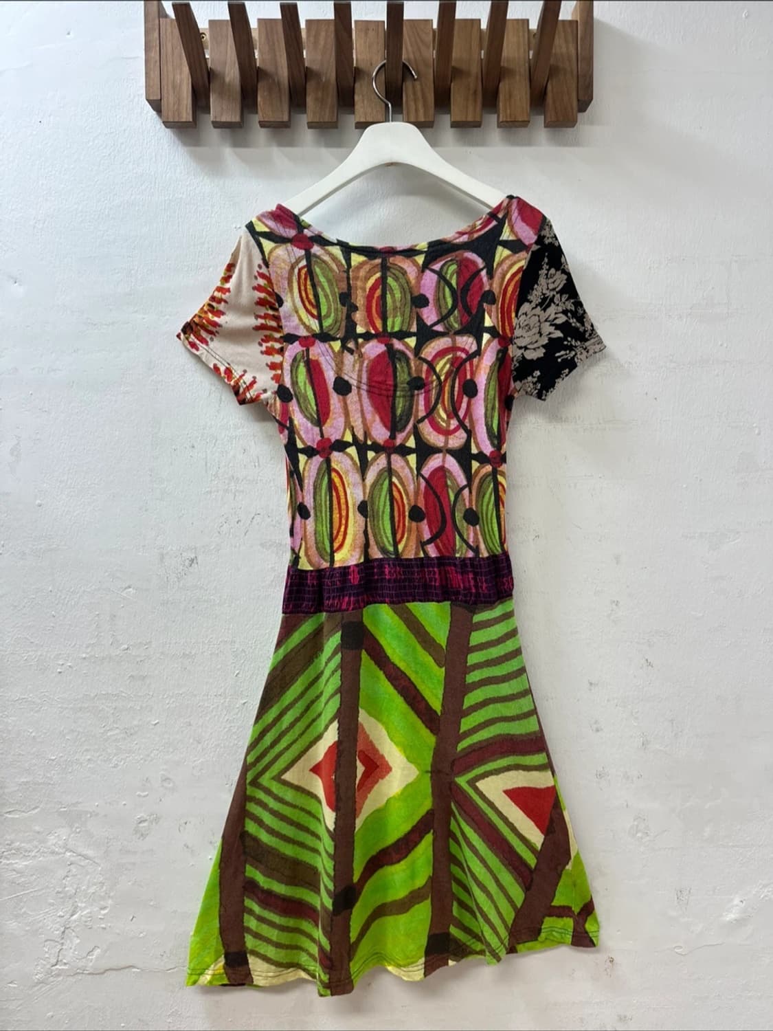 데시구알 Desigual 에스닉 패턴 패치워크 반팔 원피스 상품이미지6