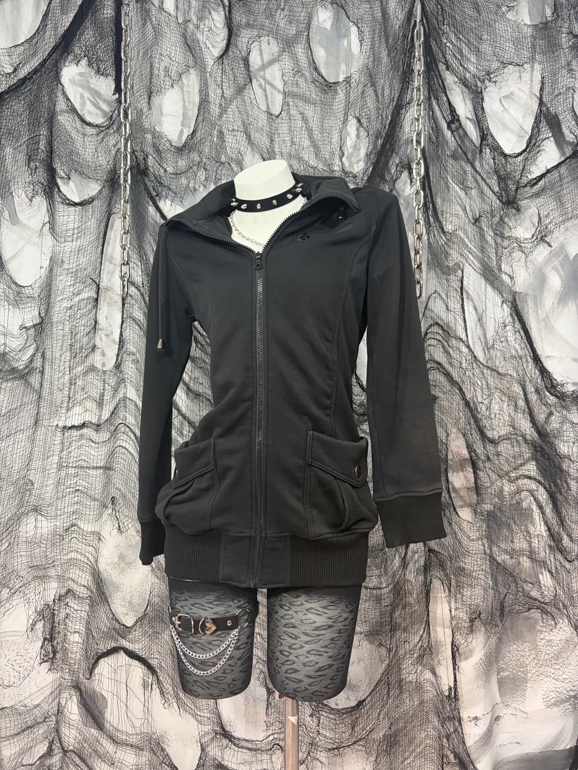 00's Gothic high neck Hoodie Zip up 상품이미지5