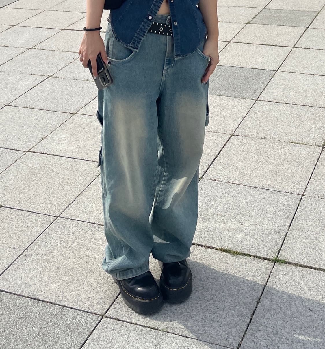 릿킴 패치 데님 팬츠 (착샷있음) 상품이미지4