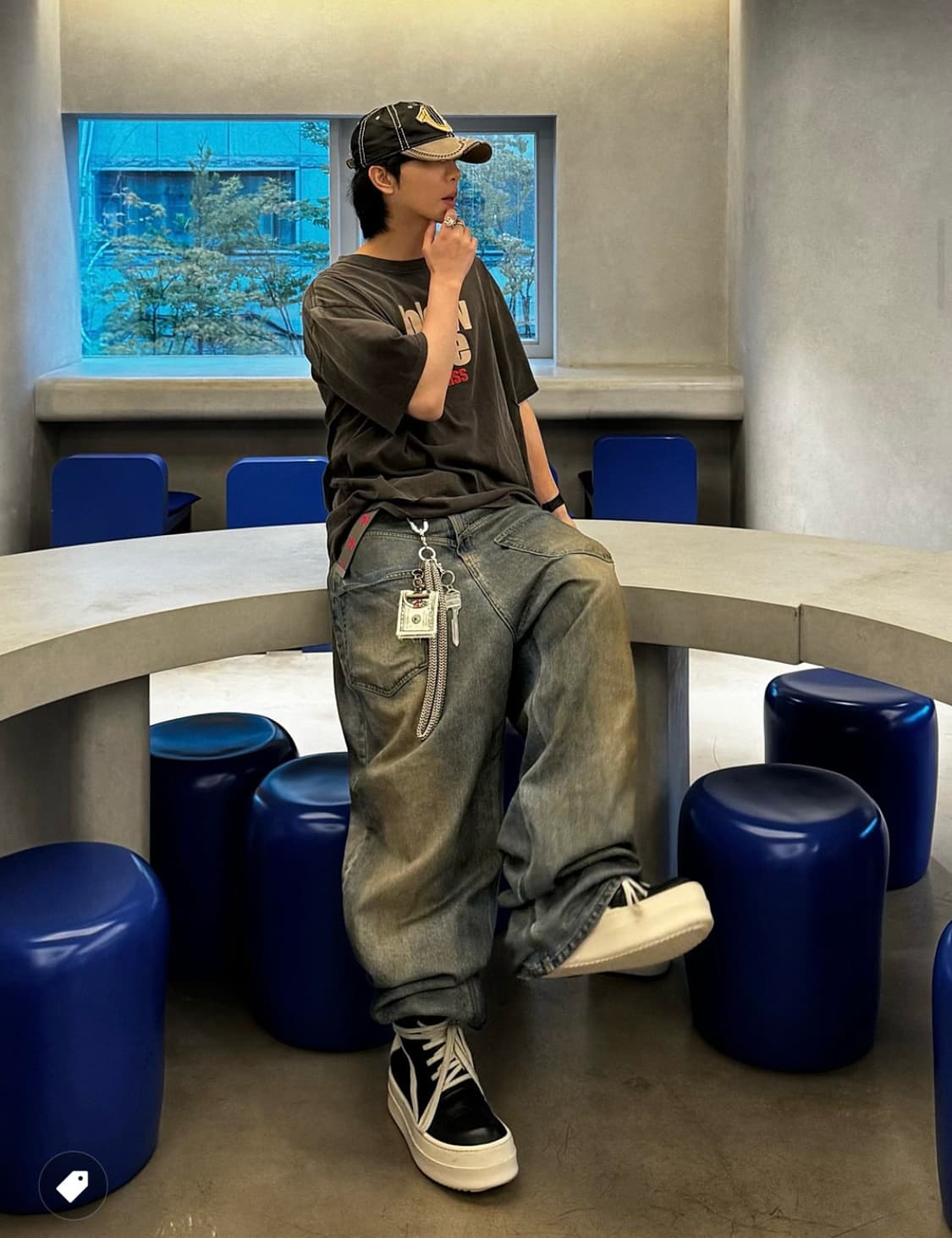 [2]프로젝트gr 코티드 백워드 데님 팬츠 블루 상품이미지1