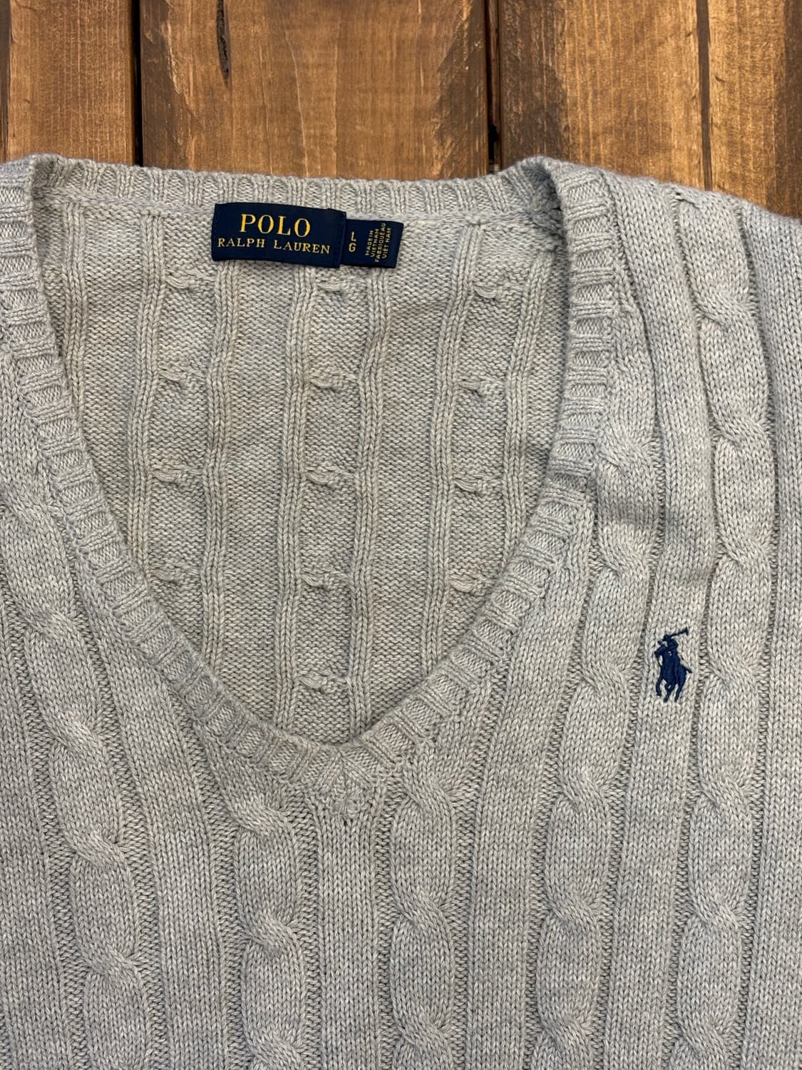 폴로 꽈배기 브이넥 니트 상품이미지5