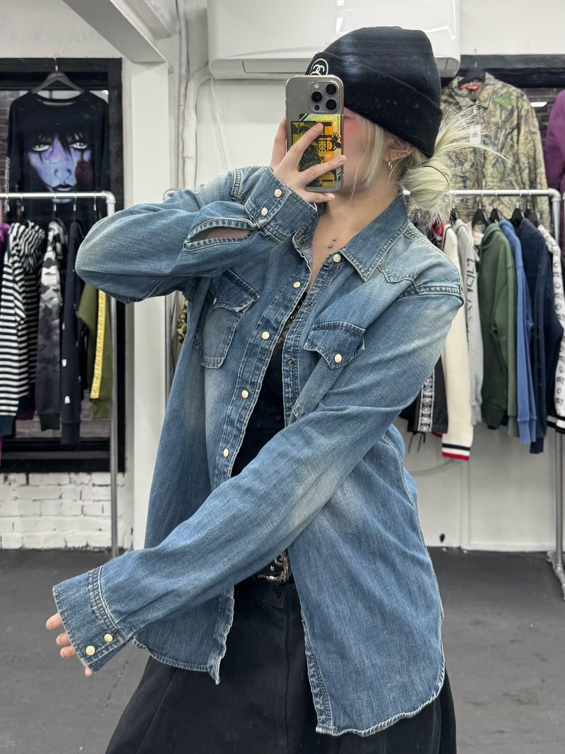 VTG 버튼 데님 셔츠 상품이미지4