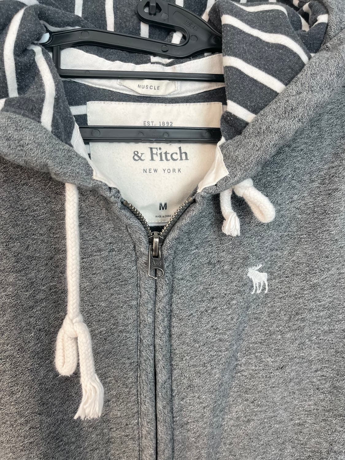 아베크롬비 화이트 순록 후드집업 그레이 [M size] 상품이미지4