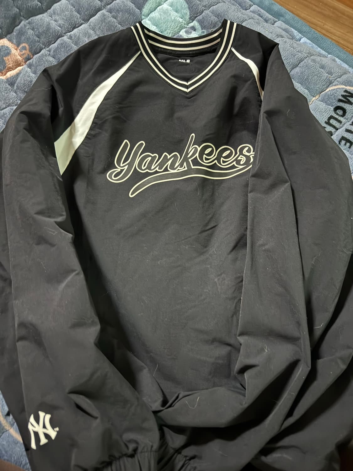 MLB 바시티 우븐 맨투맨 블랙m사이즈 상품이미지4