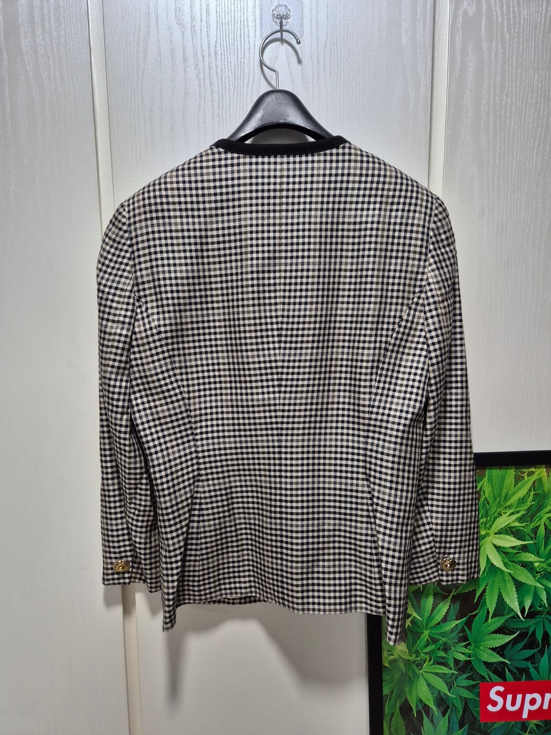 빈티지 체크 트위드 금장 버튼 자켓 상품이미지2