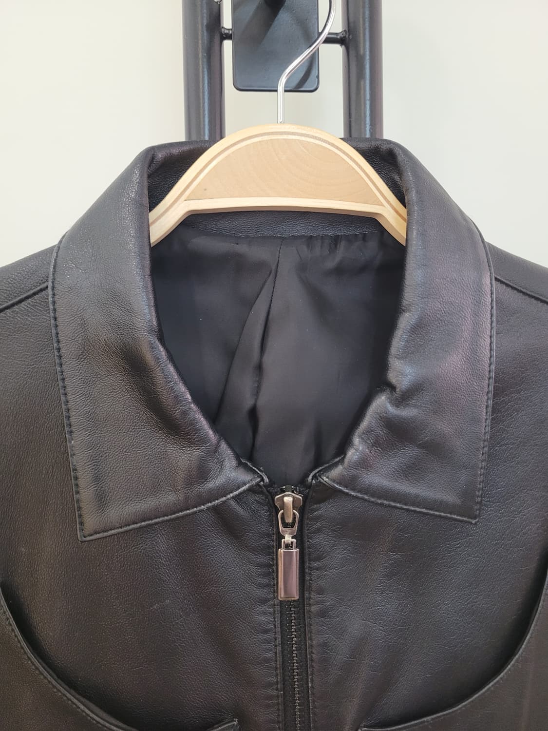 일본 빈티지 블랙 레더 자켓 집업 가죽 점퍼 55사이즈 상품이미지2