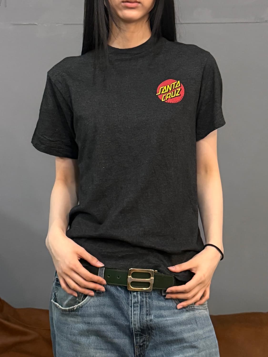 00’s 빈티지 블랙 산타크루즈 백프린팅 반팔티 상품이미지5