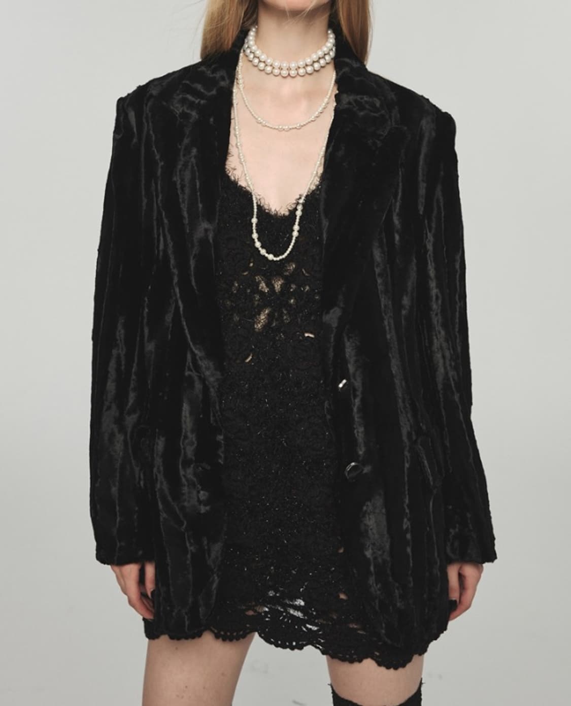 원진스튜디오 크로셰 니트 드레스 블랙 F 상품이미지3