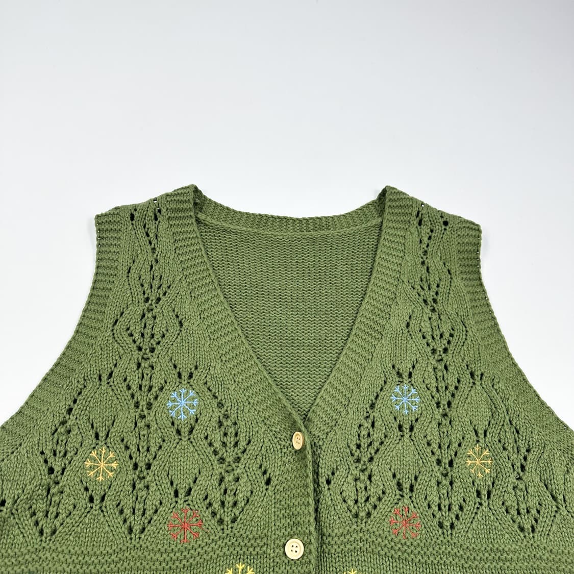 VTG 빈티지 플라워 카키 니트 조끼 (L 여성추천) 상품이미지1
