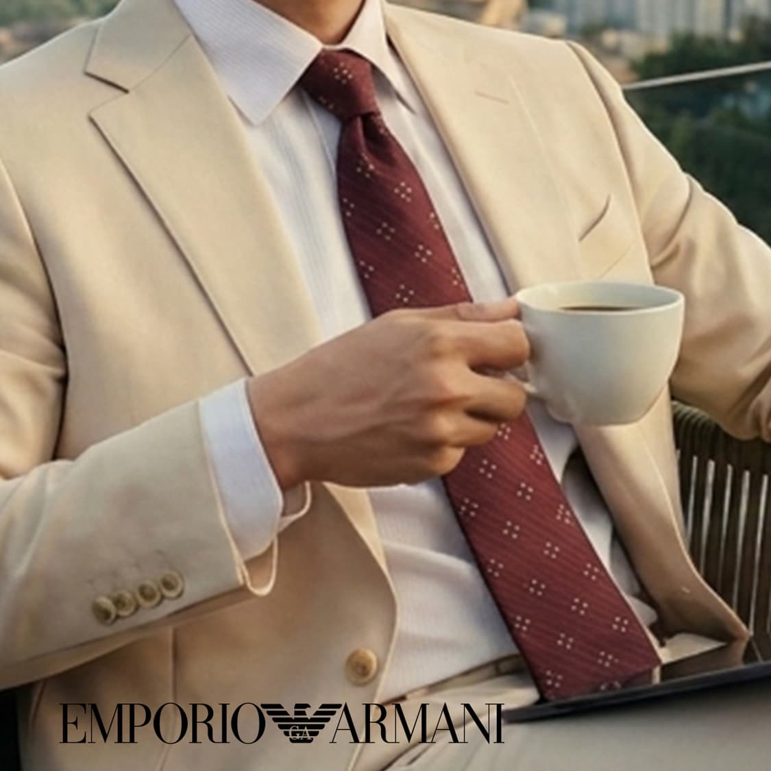 엠포리오 아르마니 실크 와인 패턴 넥타이 9.3cm A+등급 E929 상품이미지1